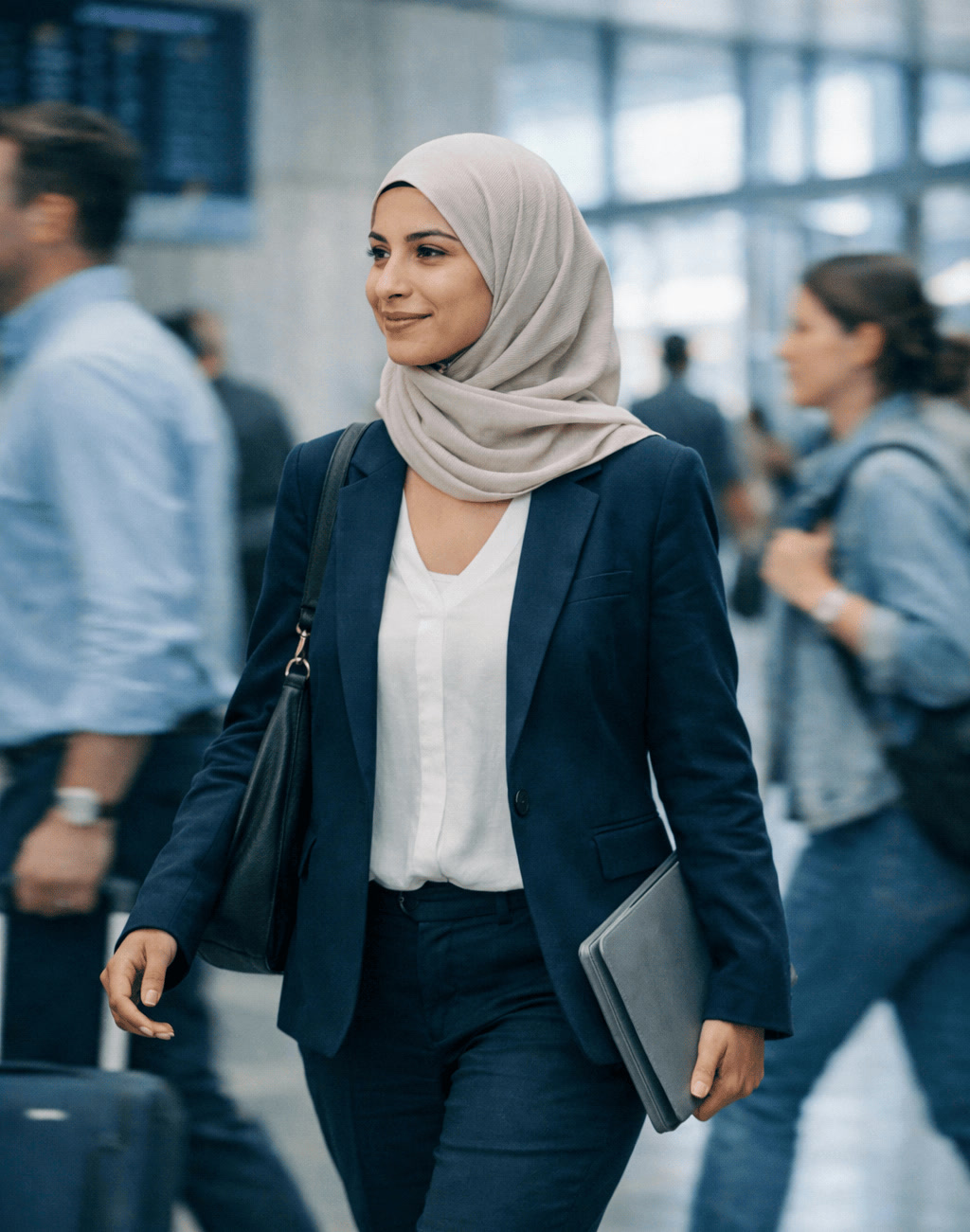 Young Tourism Executives Walking Through Airport Terminal