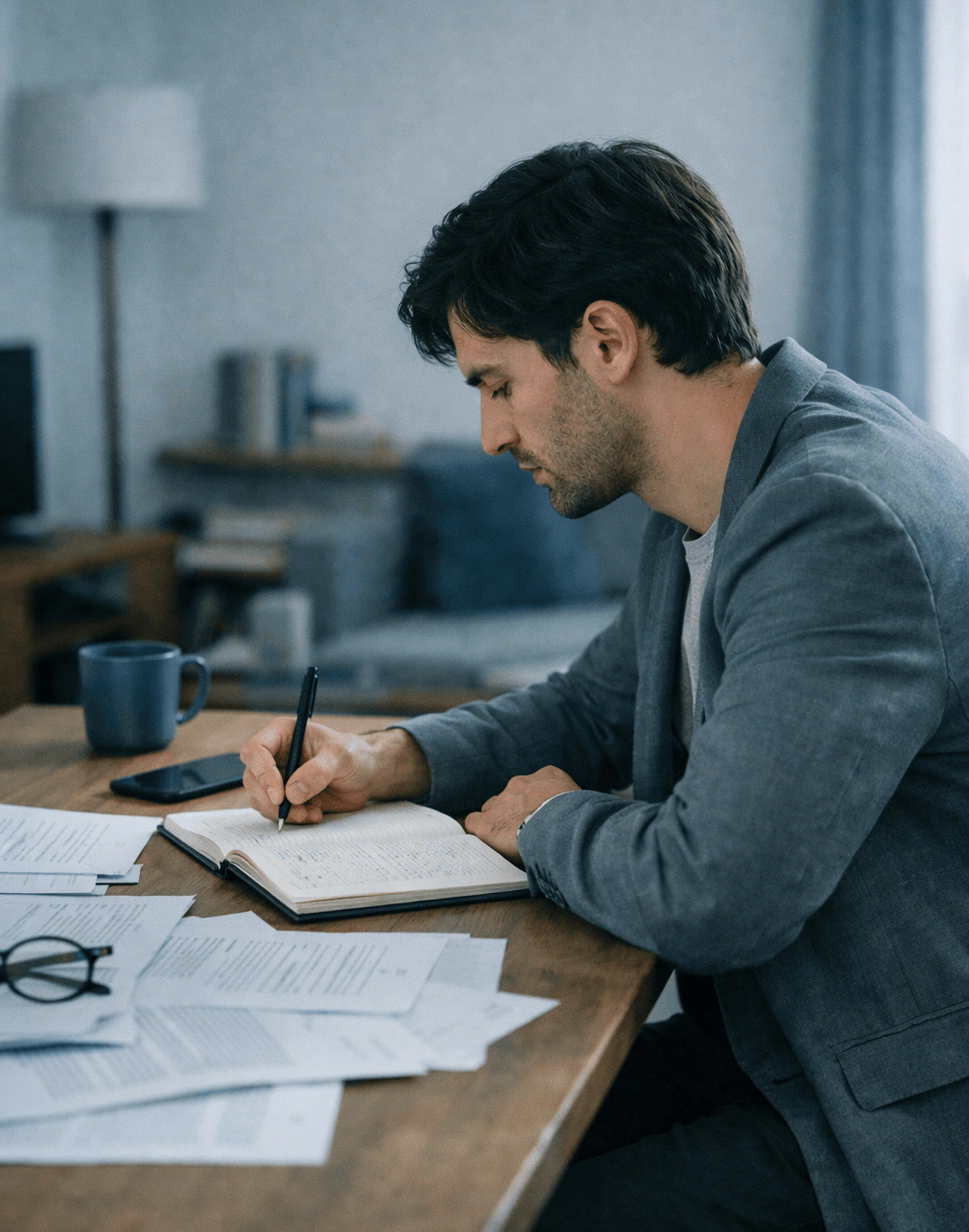 Professional Man Studying at Home