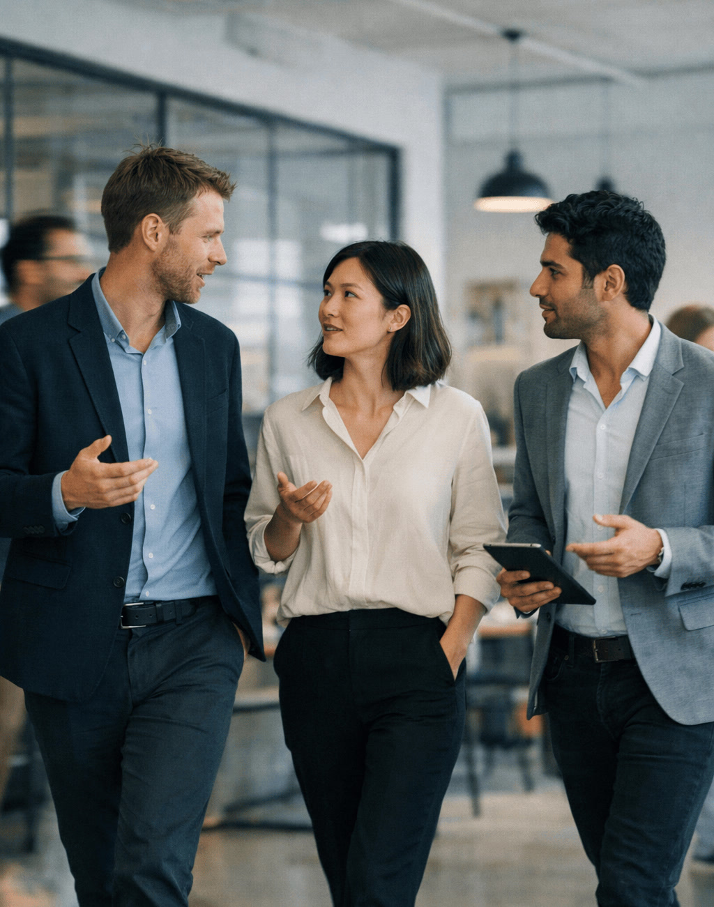 Fintech Professionals Moving Through Coworking Space