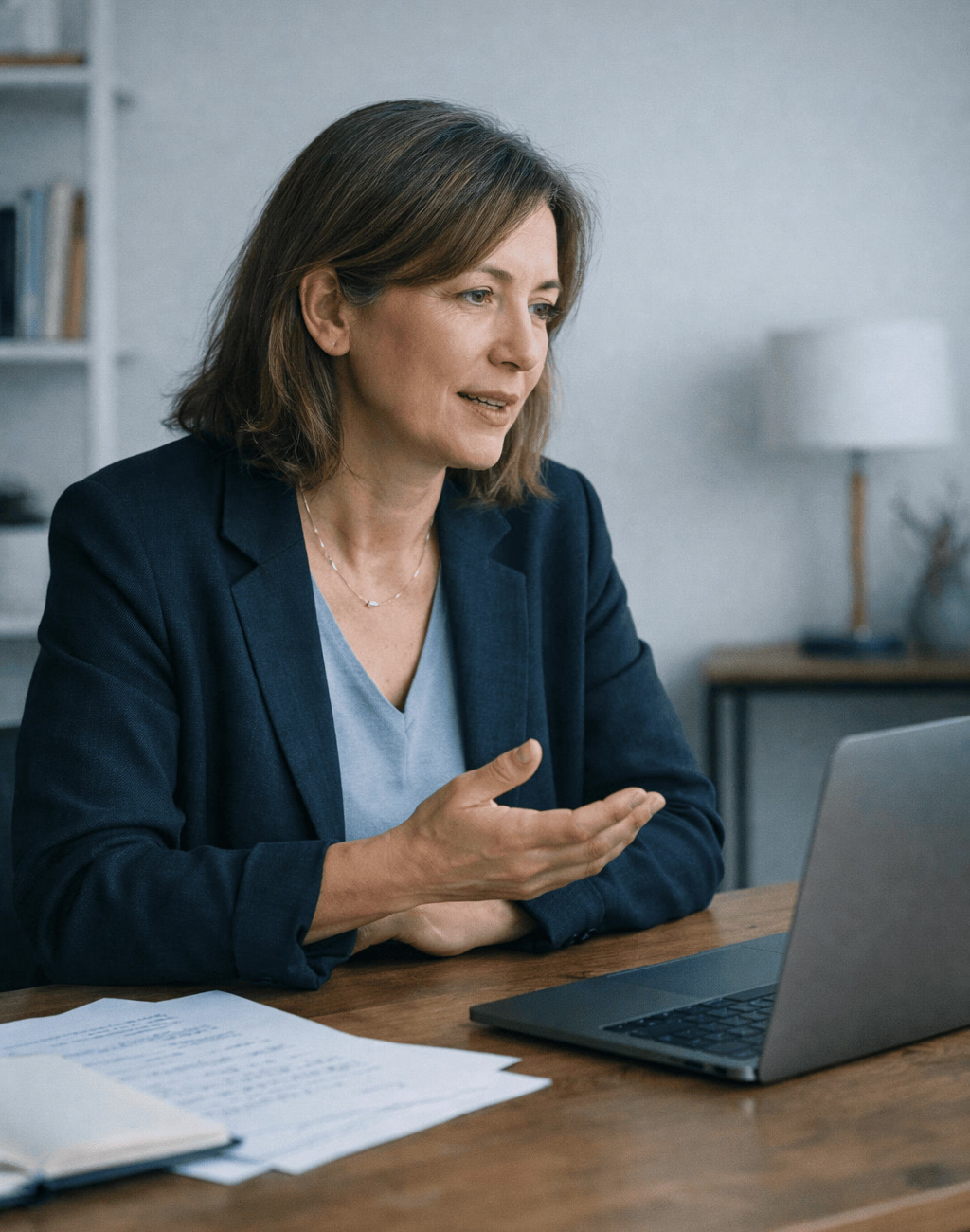 Female Professor Teaching Online From Home Office